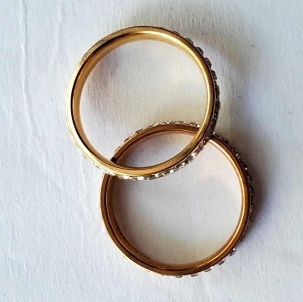 Two Stainless Steel Rhinestone‎ Rings Size 7-1/2 NWOT - Picture 7 of 13